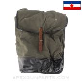 Yugoslavian Shoulder Bag, for Crew Served Weapons, Green Canvas & Black Leather, *Good* 