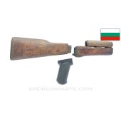 Bulgarian AK-47 Stock Set, Early Wood w/ Plastic Pistol Grip *Fair*