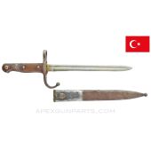 Turkish 1903 Mauser Bayonet & Scabbard, Hooked Quillion, Blade Length Modified to 9.5" *Good*  