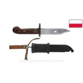 Polish AKM Type 1 Bayonet, w/ Scabbard & C-Strap, Light Grip *Good* 