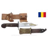 Romanian AKM Type 1 Bayonet, w/ Scabbard & Leather Frog *Good*