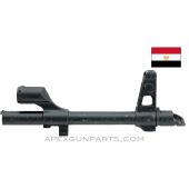 Egyptian AKM Front Sight Block & Gas Block, w/ Slant Muzzle Brake, Attached to Demilled Barrel Section, *Good*