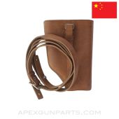 Chinese Mauser C96 'Broomhandle' Leather Carrier W/Strap for the Wood Stock Holster, Brown Leather *NOS* 