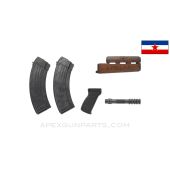 Collector's Yugo M70 Carved 'K' & Cyrillic Handguard Set, w/ Pistol Grip, Grenade Spigot & 2 Magazines, 30rd, 7.62x39, *Good*