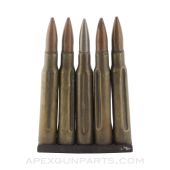 .30-06 (Rifle) - 5 Pack Dummy Rounds with (1) Stripper Clip, Mixed MFG, Rusty, *Good*