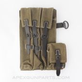 German MP-38 / MP-40 Brown Jute and Leather Magazine Pouch, 3-Cell, Right Side, WW2 *NEW Aftermarket Manufacture*