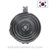 AK-47 75rd Drum Magazine, Back-Loader, Wind-Up, 7.62X39, Clear Back, KCI *Very Good*