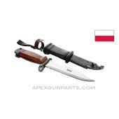 Polish AK-47 Bayonet & Scabbard w/Leather Hanger, Type 3, *Very Good*