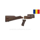 Romanian AKM Furniture Set, w/ Cut Foregrip, Balkan Service, Wood, *Fair*