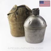 USGI WWII Canteen w/ Cup & Canvas Cover *Good*