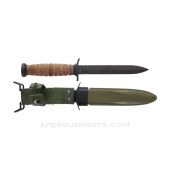 M3 Fighting Knife With Leather Grip and Scabbard, New Aftermarket MFG *NIW*