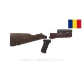 Romanian AKM Buttstock Set, Blemished, Early Solid Wood, *Fair*