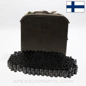 Finnish Maxim M1910 Ammo Can w/ 200rd Belt, Early Riveted Can, Alternate Rivet Patterns, Missing Carry Strap, 7.62X54r *Good/Rusty* 