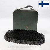 Finnish Maxim M1910 Ammo Can w/ 200rd Belt, Teal Painted, 7.62X54r *Good*