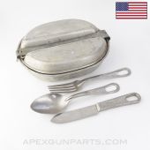 USGI Mess Tin Kit, w/ Utensil Set, WWII *Good*