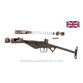 British STEN Mk 3 SMG Parts Kit, w/ Front Sight Receiver Stub & "T" Stock, 9mm Luger, *Good*