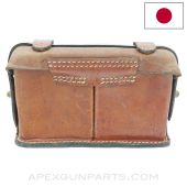 Japanese Arisaka Front Ammunition Pouch, Brown Leather *NEW Aftermarket Manufacture*