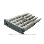 6.5mm (Rifle) - 5 Pack Dummy Rounds with (1) Swedish Mauser M96 Stripper Clip, Silver w/Pointed Nose, *Good, Rusty* 