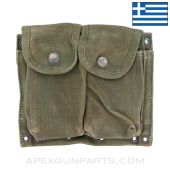 Greek M1A / M14 / M77 / FAL Double Magazine Pouch, w/ Belt Loops, OD Green Canvas, *Good* 