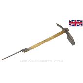 British WWII Pick Axe / Shovel Entrenching Tool, Complete w/ #4 spike bayonet *Good*