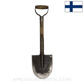 Finnish WWII Military Shovel, Metal & Wood Handle, 9 Rivet Blade *Good*