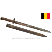 FN Model 24 Mauser Bayonet & Scabbard, 15" Blade, No Catch *Fair / Rusty* 