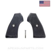 Webley MKVI Grip Set, w/ Screw, Black Plastic, .455, *New Manufactured*
