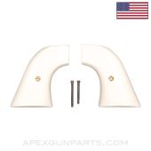 Pietta 1873 SA Revolver Grips, w/ Screws, White Polymer, *New Manufactured*