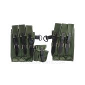 MP-40 Magazine Pouch Set, German WWII Type, Green Canvas & Black Leather, New MFG *Excellent* 