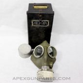 Lecco No. 45 Tear Gas Mask, In Transit Case, w/ 2 Filter Cartridges *Good*