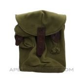 Romanian AK-47 Two Magazine Divided Pouch, 30rd, Canvas w/Leather Straps *Very Good* 