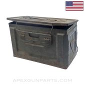 Browning M2 .50 Cal. Ammo Can, Side Opening Lid, Steel w/ Carry Handle, Green *Fair* 