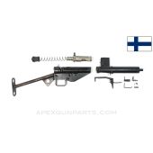 British STEN Mk III SMG Parts Kit, w/ "T" Stock & Barrel, 7", Finnish Marked Magazine Well, 9mm Luger *Good*