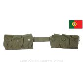AR10 / BAR Paratrooper Battle Rifle Belt, 6 Two Cell Magazine Pouches, Portuguese Issue, OD Green Canvas *Very Good* 
