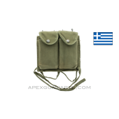 M1A / M14 / M77 / FAL Double Magazine Pouch, OD Green Canvas with Metal Hangers, Greek *Good* 
