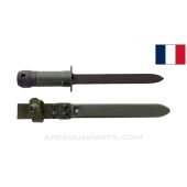 SIG Rifle Bayonet for Model 530 / 540 / 542 w/ Scabbard, Blued Steel, Green Polymer & Nylon *Very Good* 