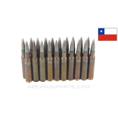 7x57mm Chilean 7mm Mauser (Rifle) - 20RD Bag Military Surplus, 162gr Full Metal Jacket, Brass Case