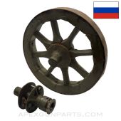 Russian 1910 Maxim Sokolov Mount Wheel Assembly (Needs Work) and Hub Hardware Set *As-Is* 