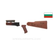 Bulgarian AK-47 Bakelite Furniture Set w/ Plastic Buttstock, Bosnia & Herzegovina 1992 Dated Trench Art, Stripped *Good*