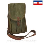 PPS43 Magazine Pouch, w/ Carry Strap, 3 Cell, Leather & Canvas, Yugoslavian MFG *Good*