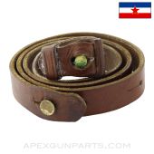 Yugoslavian K98 / M48 Mauser Rifle Sling w/Keeper / Stopper, Dark Brown Leather *Good* 