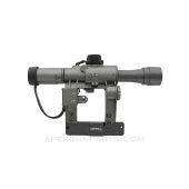 AK / SVD 4x24mm POSP Rifle Scope, Illuminated Rangefinder Reticle w/ Gray Hammer Finish, Texas Precision Optics *Good / USED* 