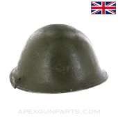 British Mk IV "Turtle Shell" Steel Helmet, No Liner, w/ Riot Visor Mount, WW2 Date *Good*