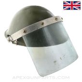 British Mk IV "Turtle Shell" Steel Helmet, WW2, w/ Riot Visor *Fair*