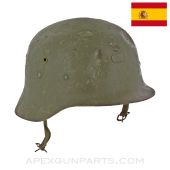 Spanish M42 Helmet Stripped, w/ Liner, Metal, Green *Fair*