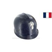 French Gendarmerie Riot Helmet, Complete, w/ Flaming Bomb Emblem, Blue Plastic *Good* 