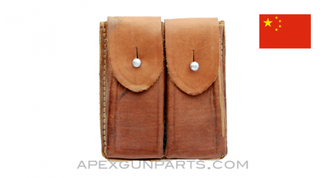 Chinese M54 Tokarev Dual Magazine Pouch Brown Leather Good
