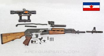 Yugoslavian M76 Parts Set w/ Demilled Barrel,  Wood Grip and Stock, Cut Receiver Sections, ZRAK Scope, 8mm *Good* 