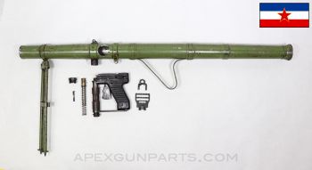 M57 Anti-Tank Grenade Launcher Parts Kit w/Bipod, No Optic Mount, Demilled, 44mm, Yugoslavian *Good* 