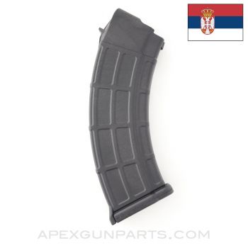 AK-47 Magazine, 30rd, Black Polyamide with Steel Lug & BHO, Missing BHO Pin, Serbian Model 320, 7.62x39 *NEW / As-Is*